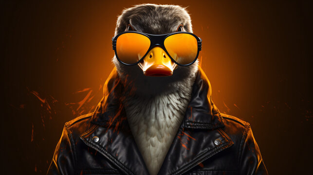 Image of a duck wore sunglasses