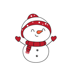 Cute snowman. Vector illstration card.