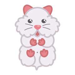White hamster lying cute cartoon doodle illustration. Happy pet.