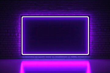 Fototapeta premium Glow frame in dark. Vibrant neon dreams. Futuristic interior. Electric elegance. Illumination in black background. Design and lights