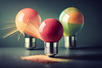 light bulb and colorful bulb