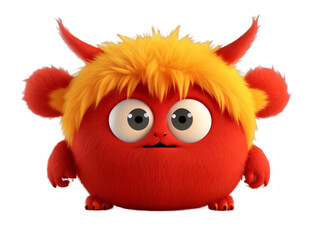Fototapeta premium Cute and funny green monster 3D cartoon character on transparent background. Generative Ai.