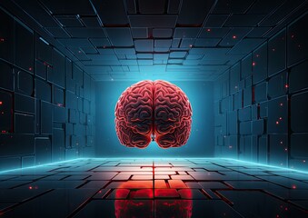 Ilustracion de un cerebro humano - obrazy, fototapety, plakaty
