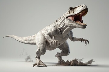 White T-Rex on plain background. Generative AI