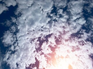 Beautiful sky with clouds. Cirrus clouds in the sky background. Natural backdrop.