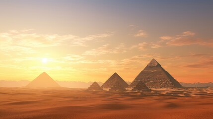 Fototapeta na wymiar The Pyramids of Egypt on the Giza ultra realistic illustration - Generative AI.