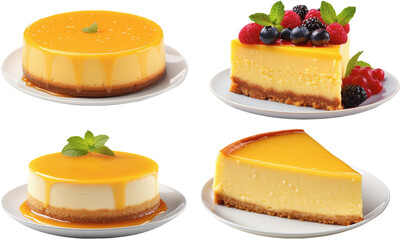 collection of four different newyork cheese cakes