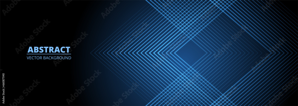 Poster dark 3d abstract modern background with blue glowing stripes. futuristic technology concept design f
