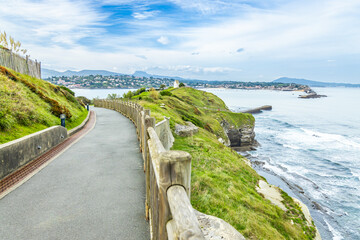Concrete coastal path on the Sainte-Barbe hill in Saint-Jean-de-Luz, France