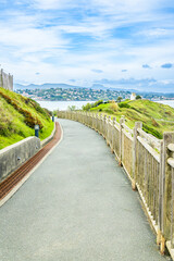 Concrete coastal path on the Sainte-Barbe hill in Saint-Jean-de-Luz, France