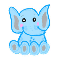 Blue watercolor baby elephant art