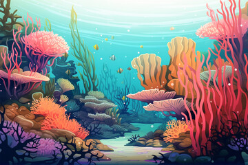 Obraz na płótnie Canvas vector illustration of a beautiful anemone in the sea