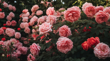 Rose flowers garden nature background.