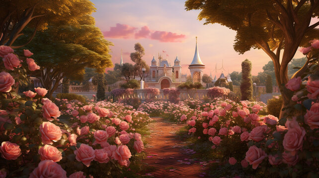 Rose flowers garden nature background.