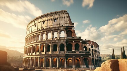 Colosseum in Rome ultra realistic illustration - Generative AI. - obrazy, fototapety, plakaty