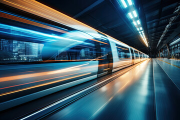 Fototapeta na wymiar subway train in motion, blurred image 