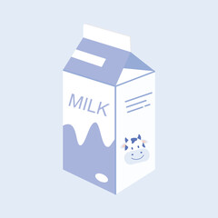 Organic milk carton. Box of cow milk. Vector illustration cartoon vector style.