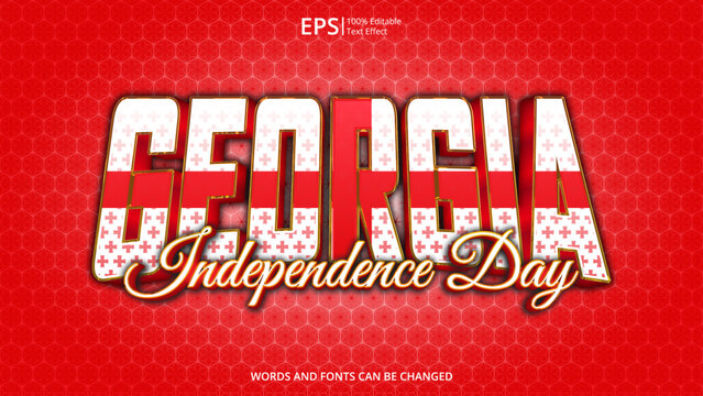 georgia editable text effect with georgia flag pattern suitable for poster design about holiday, Feast day or georgia independence day moment