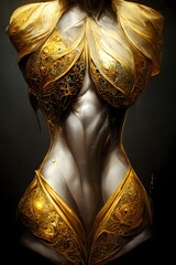 breastplat golden armor fantasy realistic Brom Black background 