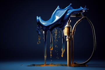 Liquid flowing out of a fuel pump. Generative AI