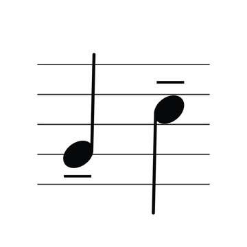 Tenuto symbol on staff flat vector isolated on white background. Articulation marks. Musical symbol. Musical notation. Flashcard for learning music.