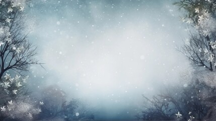 space for text on textured background surrounded by beautiful winter nature, background image, AI generated