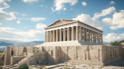 Fototapeta premium The Parthenon atop the Acropolis ultra realistic illustration - Generative AI.