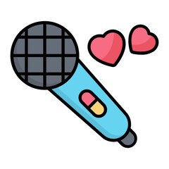 Singing Colored Outline Icon