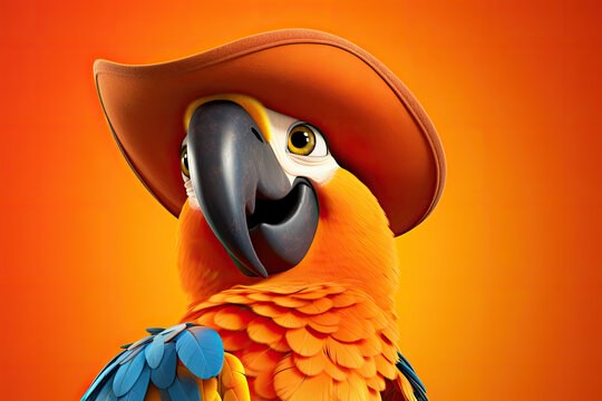 Petfluencers - A Parrot's Dream Comes True: A Day in the Cowboy Boots on Orange Background