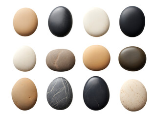 Beach Stones Collection Isolated on Transparent or White Background, PNG