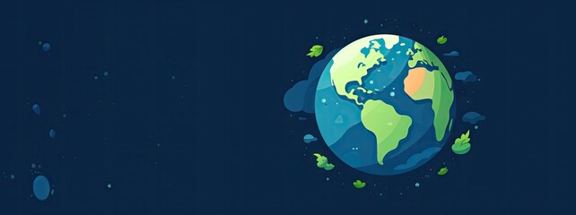 Beautiful Animated Planet Earth Background with Empty Copy Space for Text - Planet Earth Flat Vector Graphics Illustration Backdrop - Colorful Earth Wallpaper created with Generative AI Technology - obrazy, fototapety, plakaty