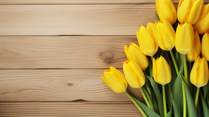 Bunch of bloomig yellow tulips
