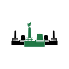 Obraz premium Green factory icon isolated on transparent background