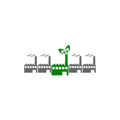 Obraz premium Green factory icon isolated on transparent background