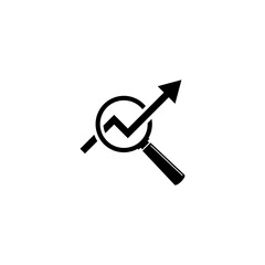 Magnifying glass and data analysis icon isolated on transparent background