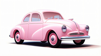Car small cartoon pink on white