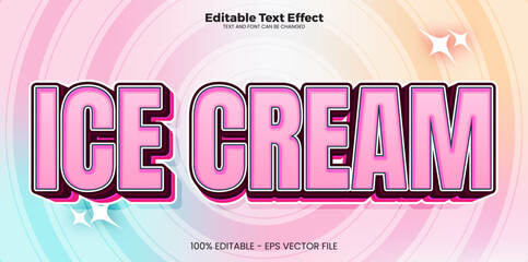 Ice cream editable text effect in modern trend style