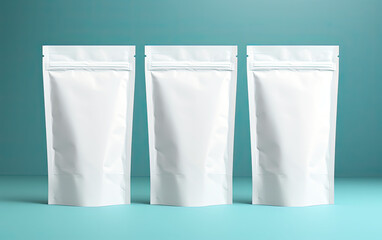 three white paper bags mockup