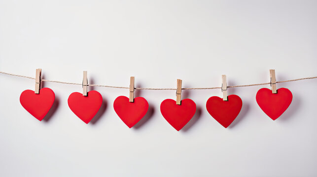 red heart on a clothesline - Powered by Adobe