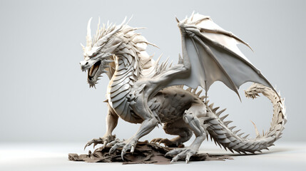 Dragon risen 3d on white