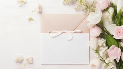 Envelope with flower and ribbon