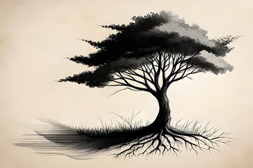 silhouette of a tree in the morning