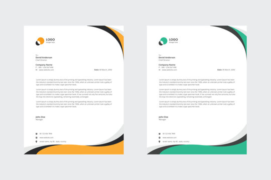 Abstract Corporate Business Style Letterhead Design Vector Template For Your Project.