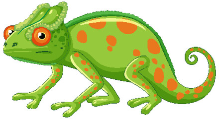 Cute colourful chameleon cartoon isolated