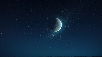 the sky at night with the moon very close and full of stars