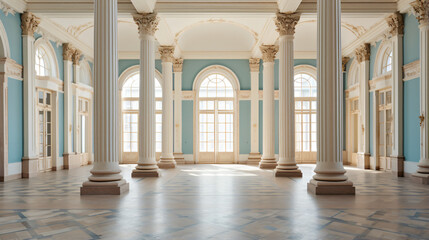 Hall with columnsa nd windows