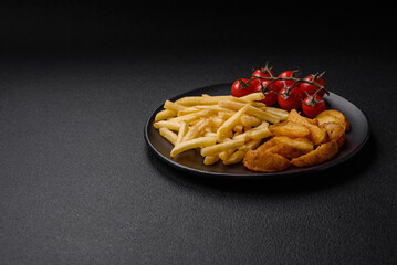 Fresh delicious crispy French fries with salt and spices