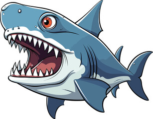 Vector illustration of an intimidating shark with its mouth open wide.