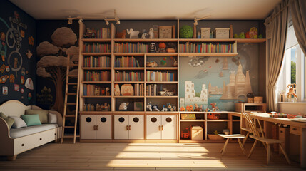 Kids room with bookcases