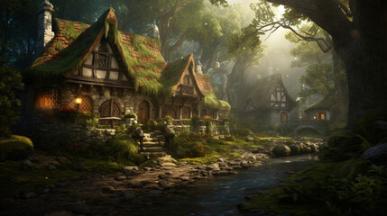 Medieval house in the fairy forest